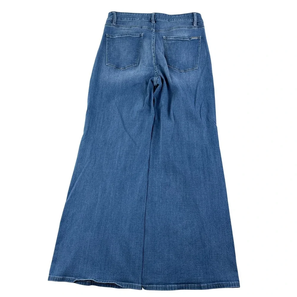 White House Black Market Jeans Womens 12 Blue Wide Leg High Rise Soft Stretch